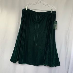 Ralph Lauren Women Dark Green A Line Velvet Skirt